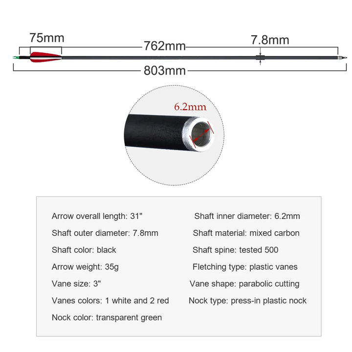 Flexible Recurve Bow Set: 20-50lbs - Take Down Design, Mixed Carbon Arrows