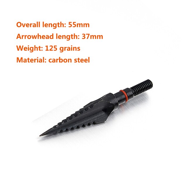 6/12pcs Archery Carbon Steel Arrowheads 125 Grains Hunting Broadheads