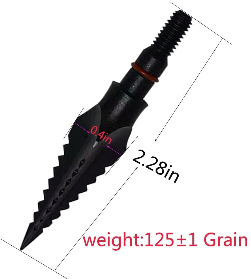 6/12pcs Archery Carbon Steel Arrowheads 125 Grains Hunting Broadheads