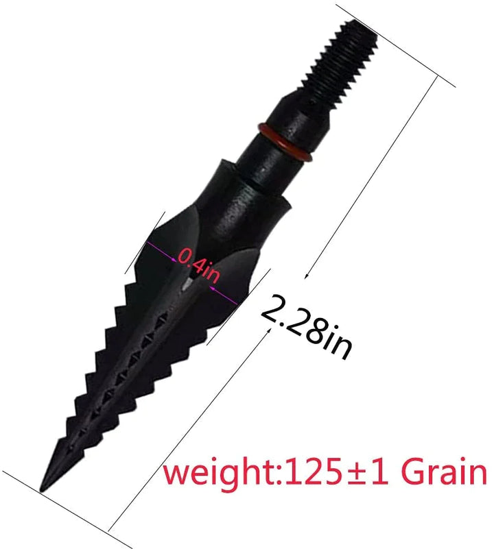 6/12pcs Archery Carbon Steel Arrowheads 125 Grains Hunting Broadheads