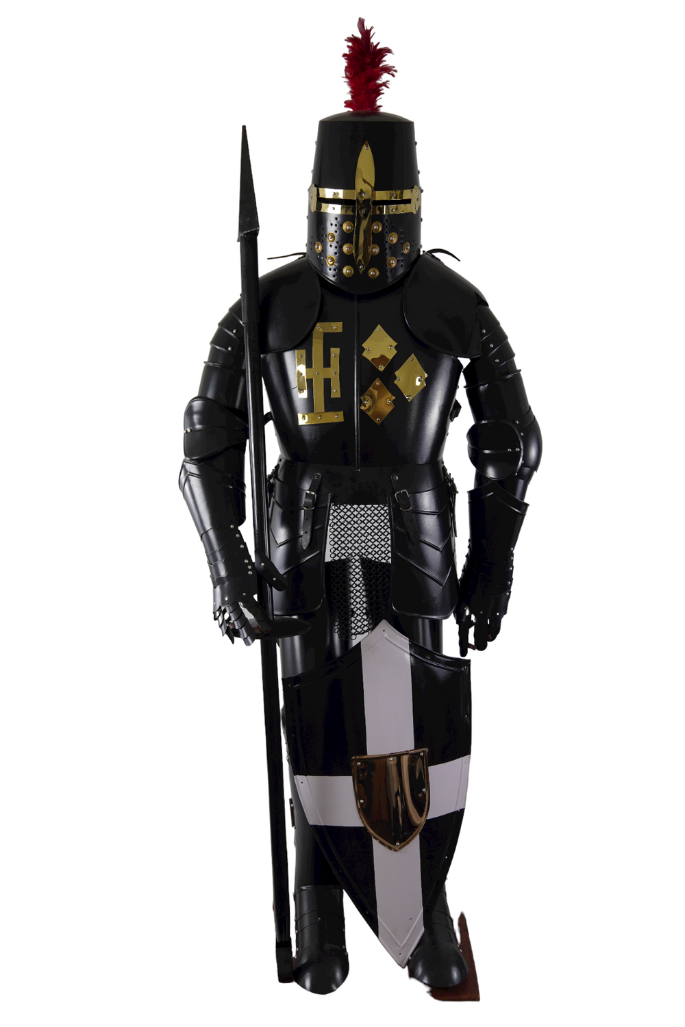Jousting Black Knight Suit of Armor – Wearable Steel Suit of Armor with Shield