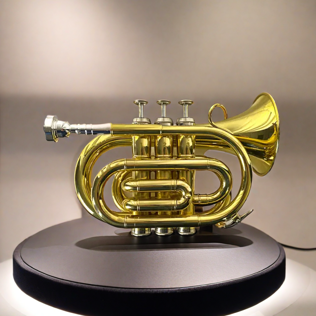 Pocket Trumpet - Crafted from Gold Lacquered Brass for Aspiring Musicians