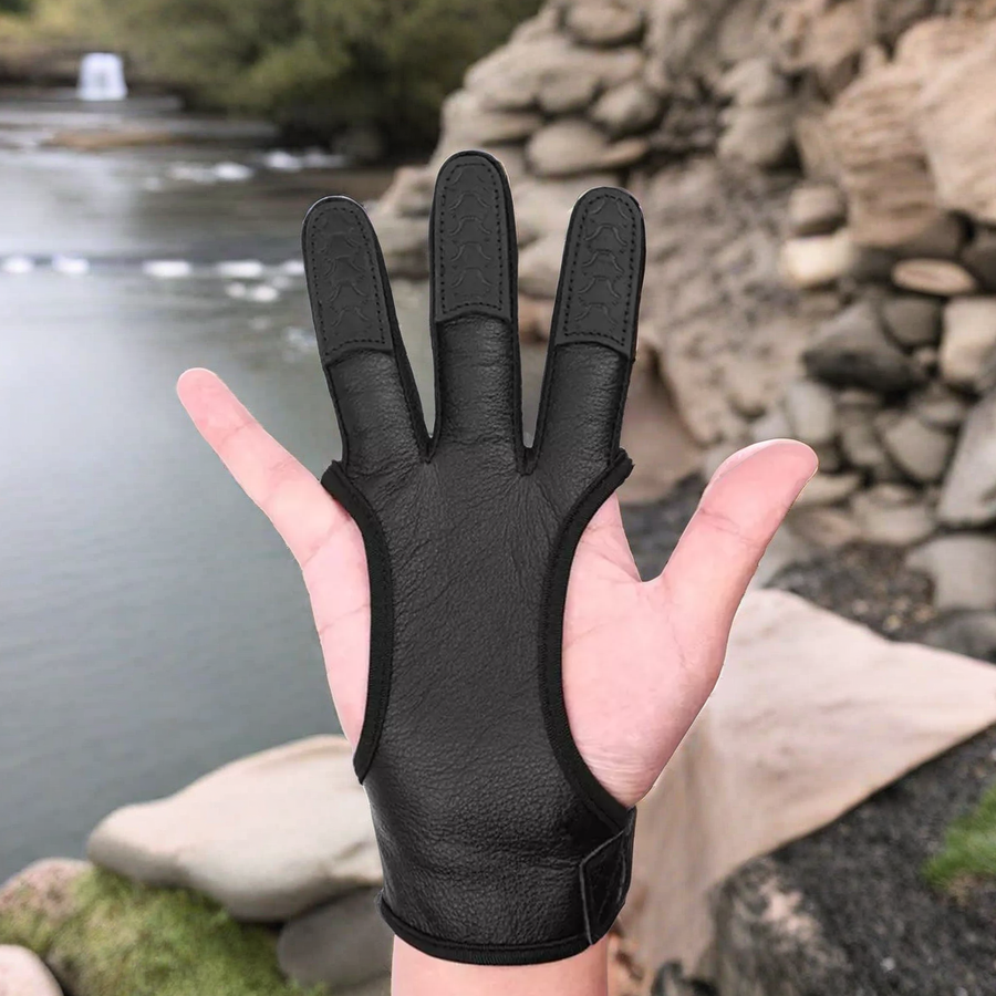 3 Finger Archery Glove: Right Hand Leather Gloves