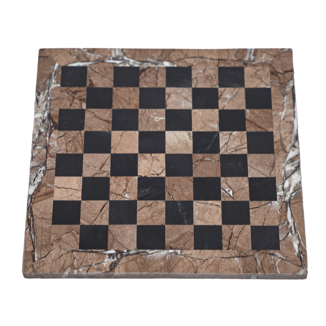 Marina and Black Marble Chess Set - 12" Staunton Style Board