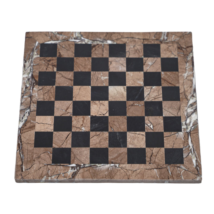 Marina and Black Marble Chess Set - 16" Staunton Style Board