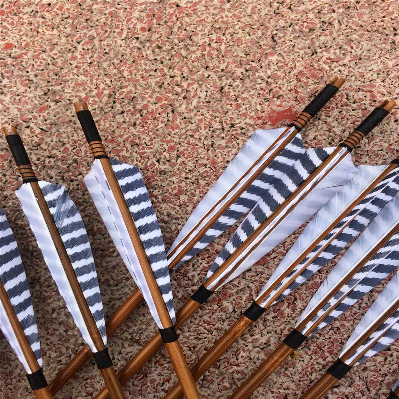 Gray Feathers Self Nock Bamboo Arrows