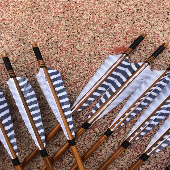 Gray Feathers Self Nock Bamboo Arrows