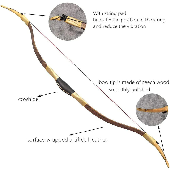 Feather Wood Traditional Long Bow - Recurve Bow