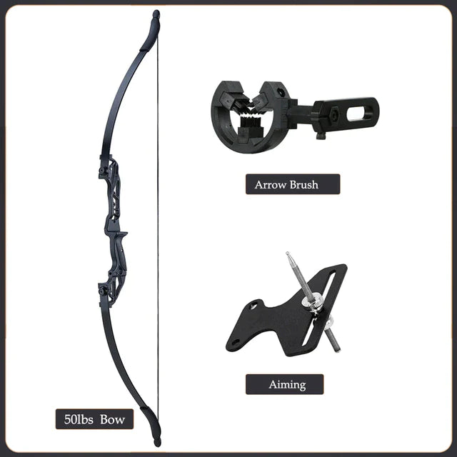 Flexible Recurve Bow Set: 20-50lbs - Take Down Design, Mixed Carbon Arrows