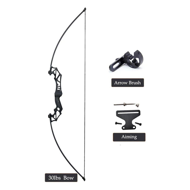 Flexible Recurve Bow Set: 20-50lbs - Take Down Design, Mixed Carbon Arrows