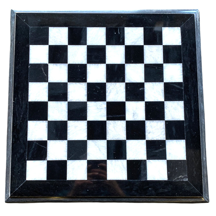 Extra Large Black and White Marble Chess Set - 20" Black Border