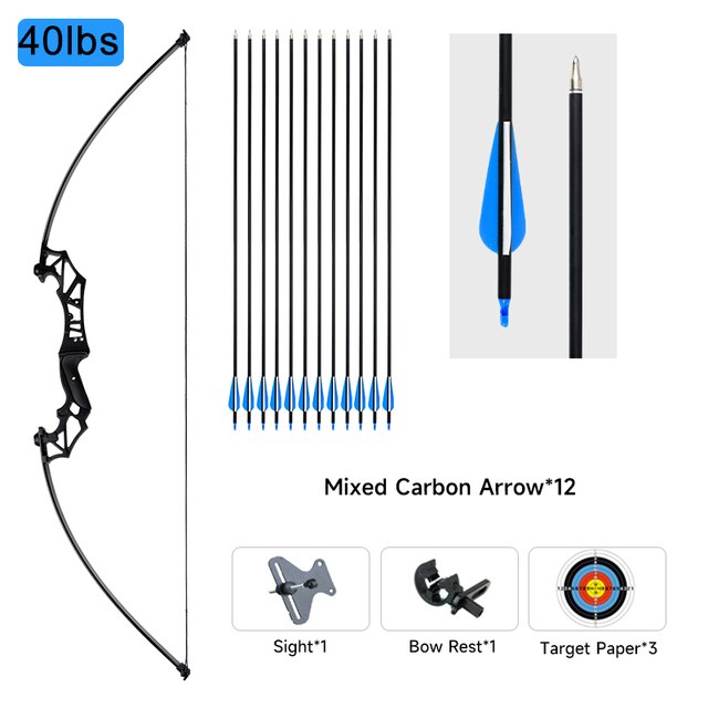 Right-Handed 30-50lbs Recurve Bow for Hunting and Fishing with Accessories