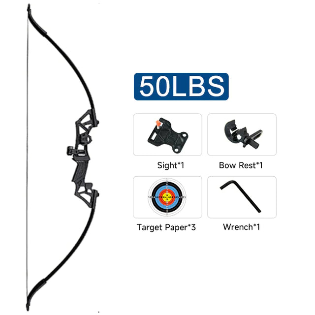 Right-Handed 30-50lbs Recurve Bow for Hunting and Fishing with Accessories