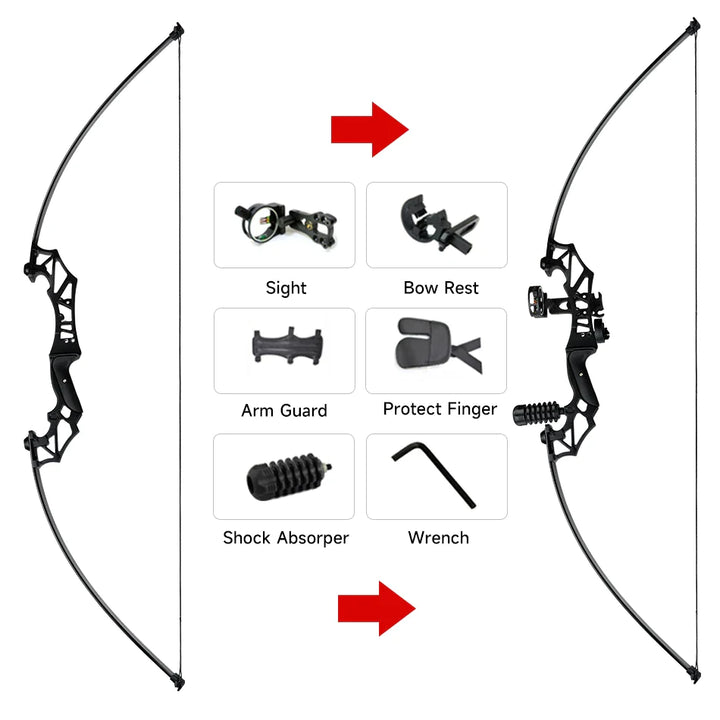 Right-Handed 30-50lbs Recurve Bow for Hunting and Fishing with Accessories