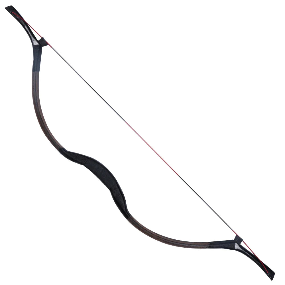 30-50lbs Black Traditional Wooden Longbow - Elegance for Discerning Archers