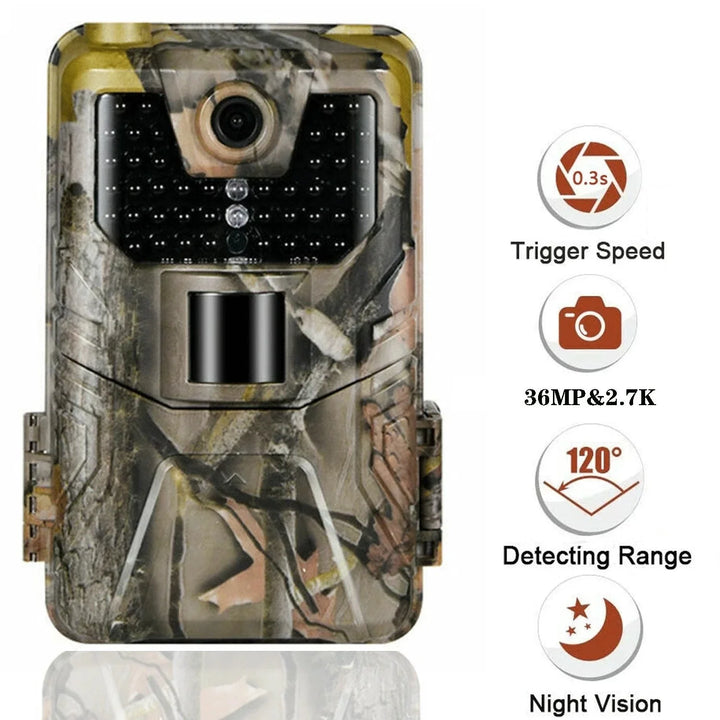 36MP 2.7K Wireless Trail Camera - Low Glow Infrared Night Vision Photo Trap