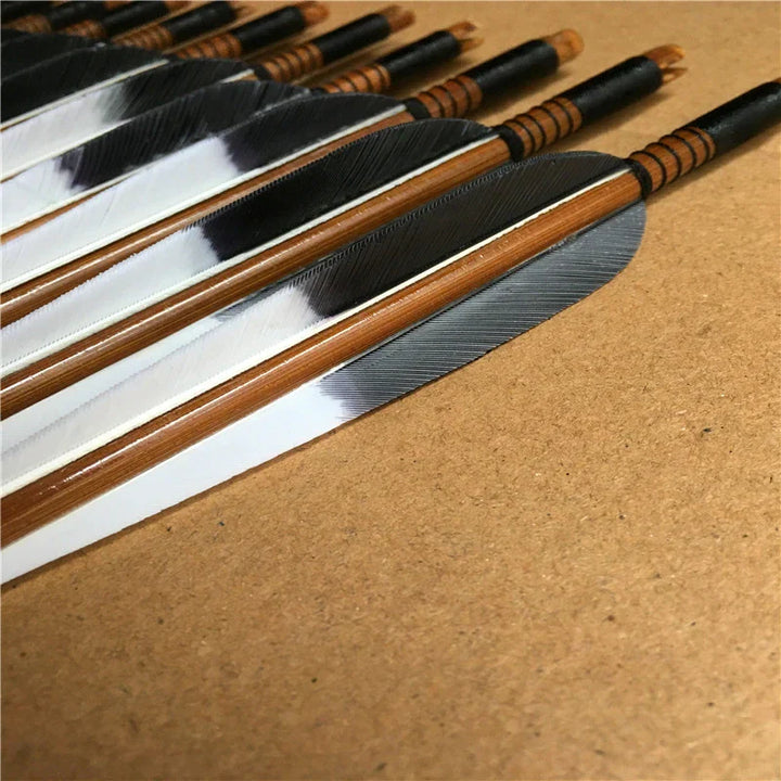 Handmade bamboo Arrows Turkey feather For Longbow Recurve Bow