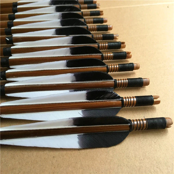 Handmade bamboo Arrows Turkey feather For Longbow Recurve Bow