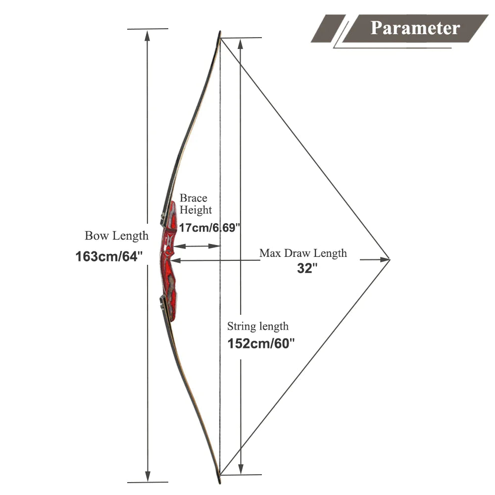 Laminated Limbs Red Riser 25-50lbs Traditional Wood Longbow