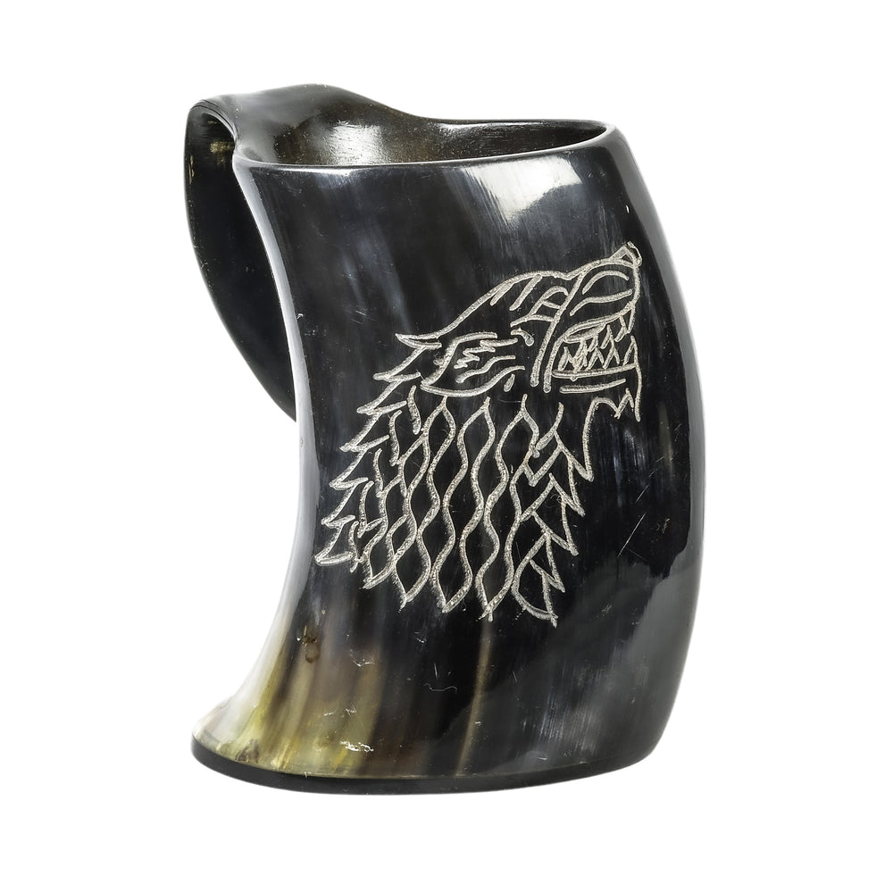 Wolf Horn Mug - Extra Large Tankard - 32 Fl Oz - Viking Mug Handcrafted from Cow Horn