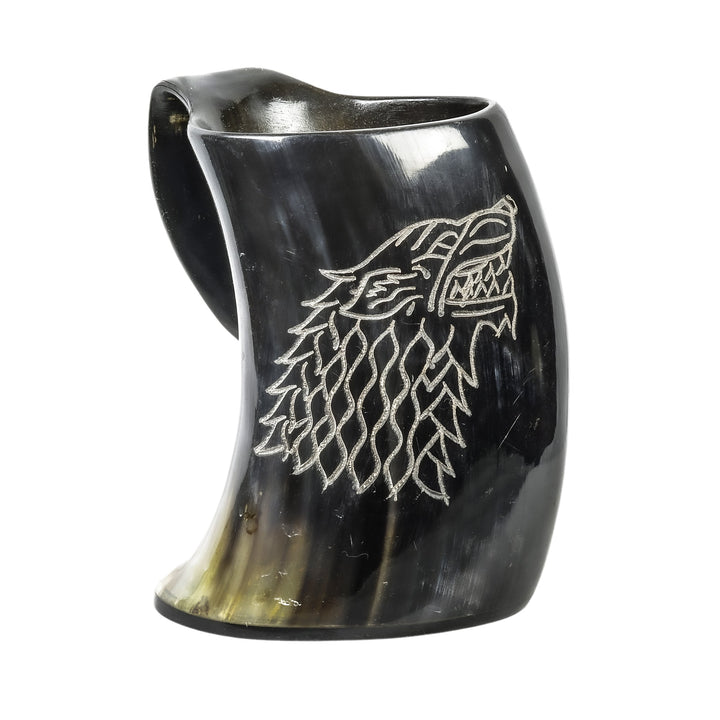 Wolf Horn Mug - Extra Large Tankard - 32 Fl Oz - Viking Mug Handcrafted from Cow Horn