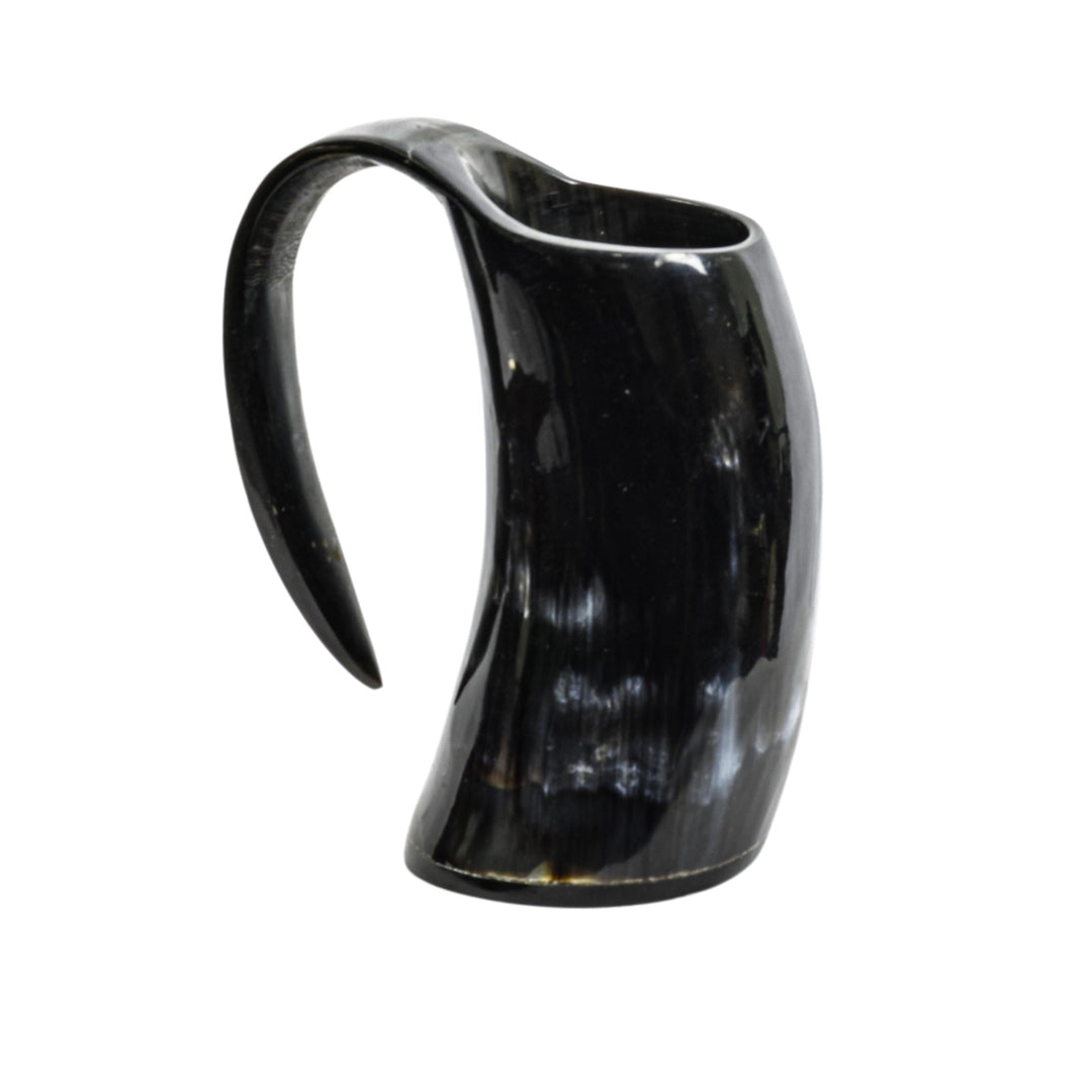 Viking Horn Mug- Light Color - Small Tankard- 8 Fl Oz Handcrafted from Cow Horn