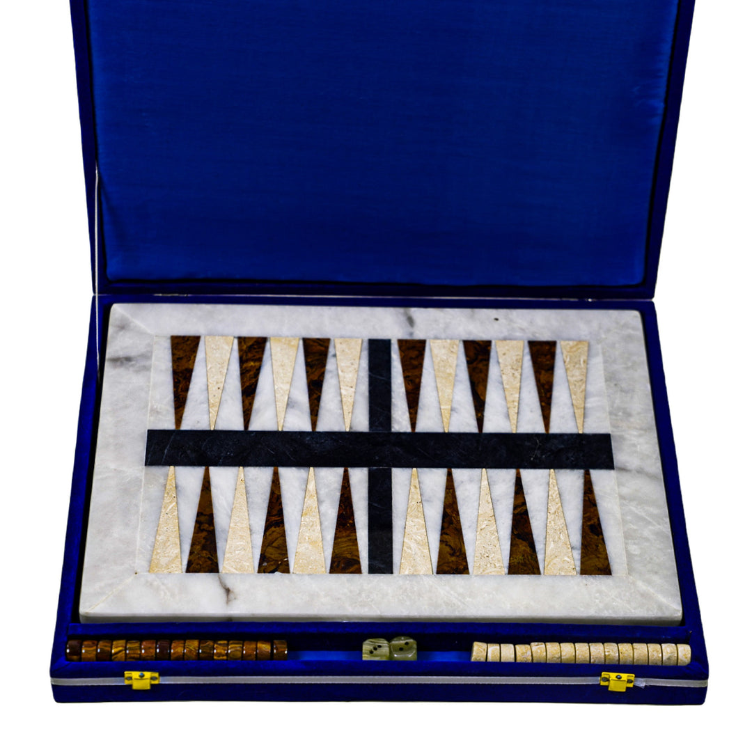 White and Coral Backgammon Set - 9"x12" with Velvet Case