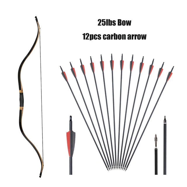 20-50lbs Traditional Long Bow Set - Recurve Archery Bow