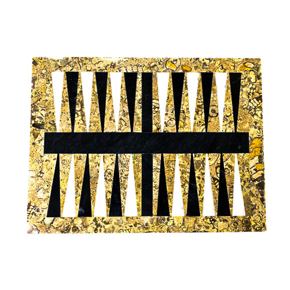 Black and White Backgammon Pieces - 9"x12" with Coral Border