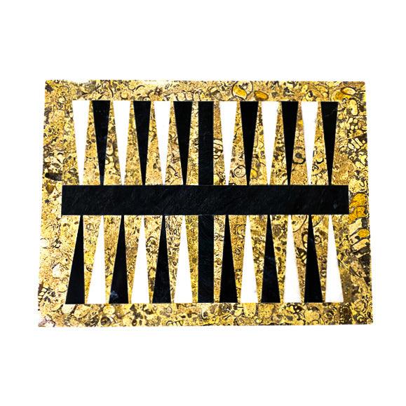 Black and White Backgammon Pieces - 11"x15" with Coral Border 