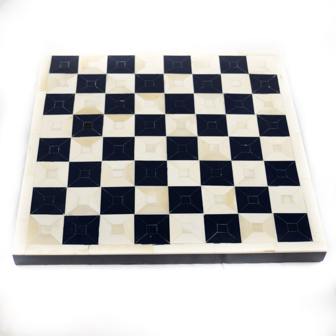 Handcrafted Black and White Bone Chess Set – 12"