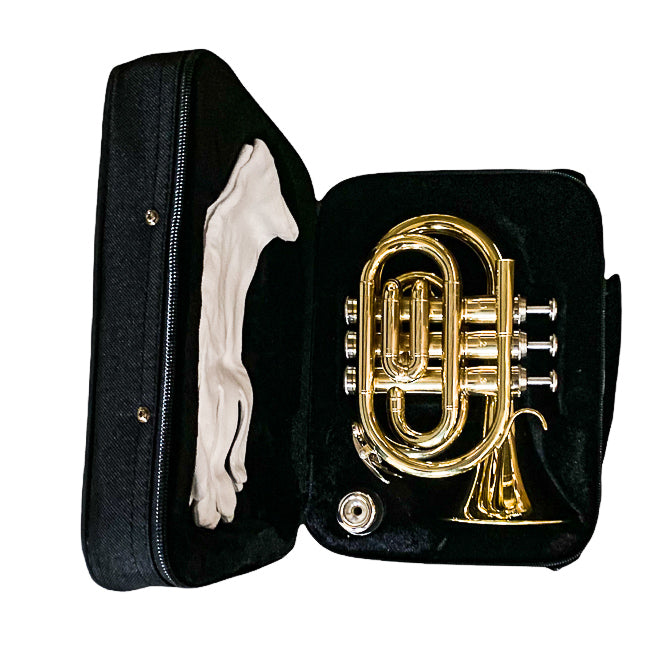 Pocket Trumpet - Crafted from Gold Lacquered Brass for Aspiring Musicians