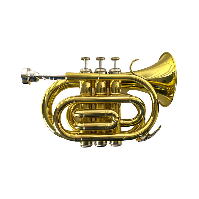 Pocket Trumpet - Crafted from Gold Lacquered Brass for Aspiring Musicians