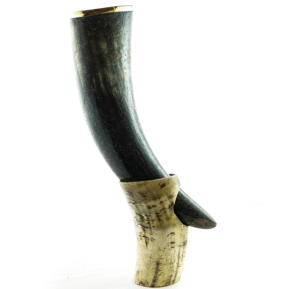 Viking Drinking Horn - Small, 8 Fl Oz - Horn Stand - Crafted from Buffalo Horn