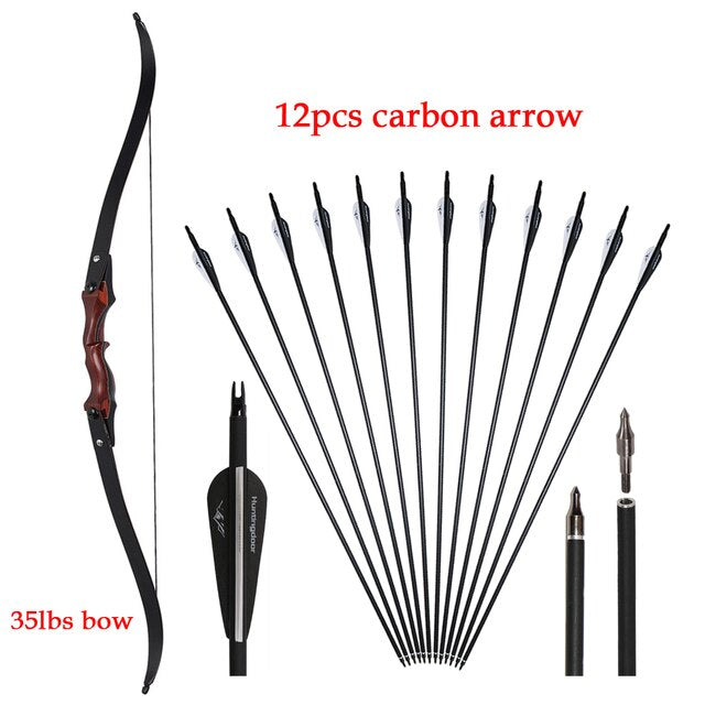 Wood Laminated Recurve Bow - 25-50lbs Draw Weight Range