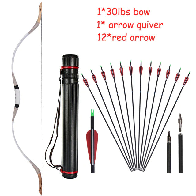 Recurve Bow- 30-70lbs Traditional White