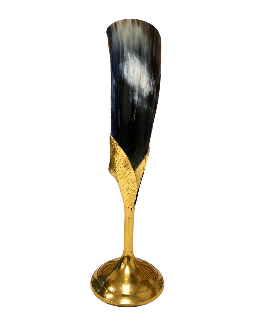 Handmade Horn Goblet - 4oz - Gold Accents