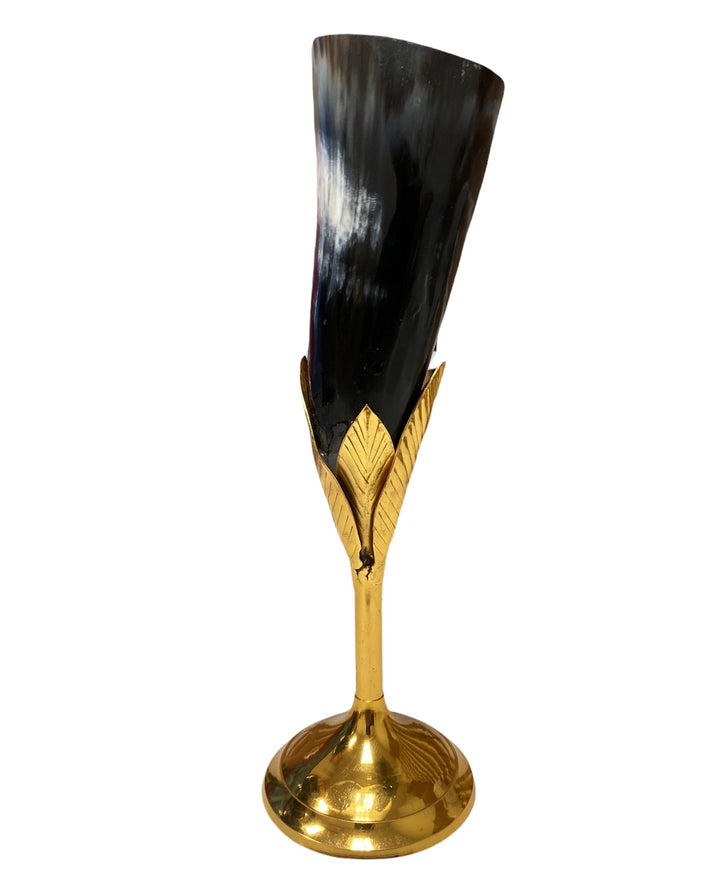 Handmade Horn Goblet - 4oz - Gold Accents