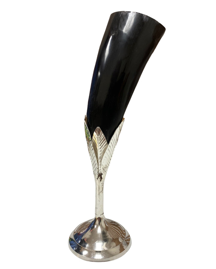 Handmade Horn Goblet - 4oz - Silver Accents